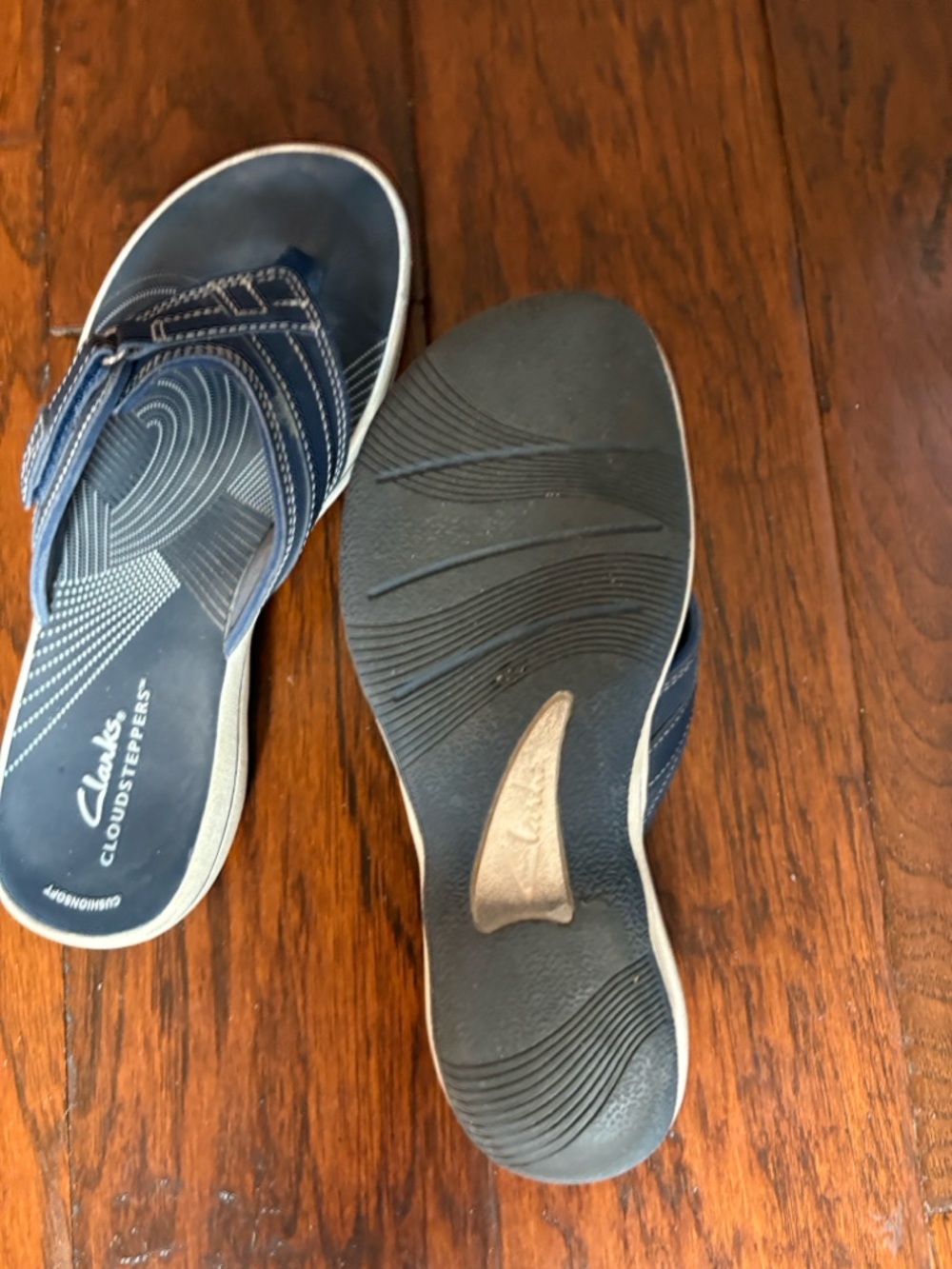 Clarks Navy Blue Cloudsteppers Casual Slip-On Sandals